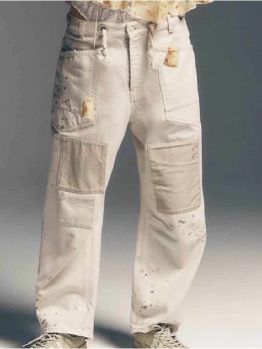 Free People We The Free Moxie Pull-On Barrel Jeans. NWT. White.